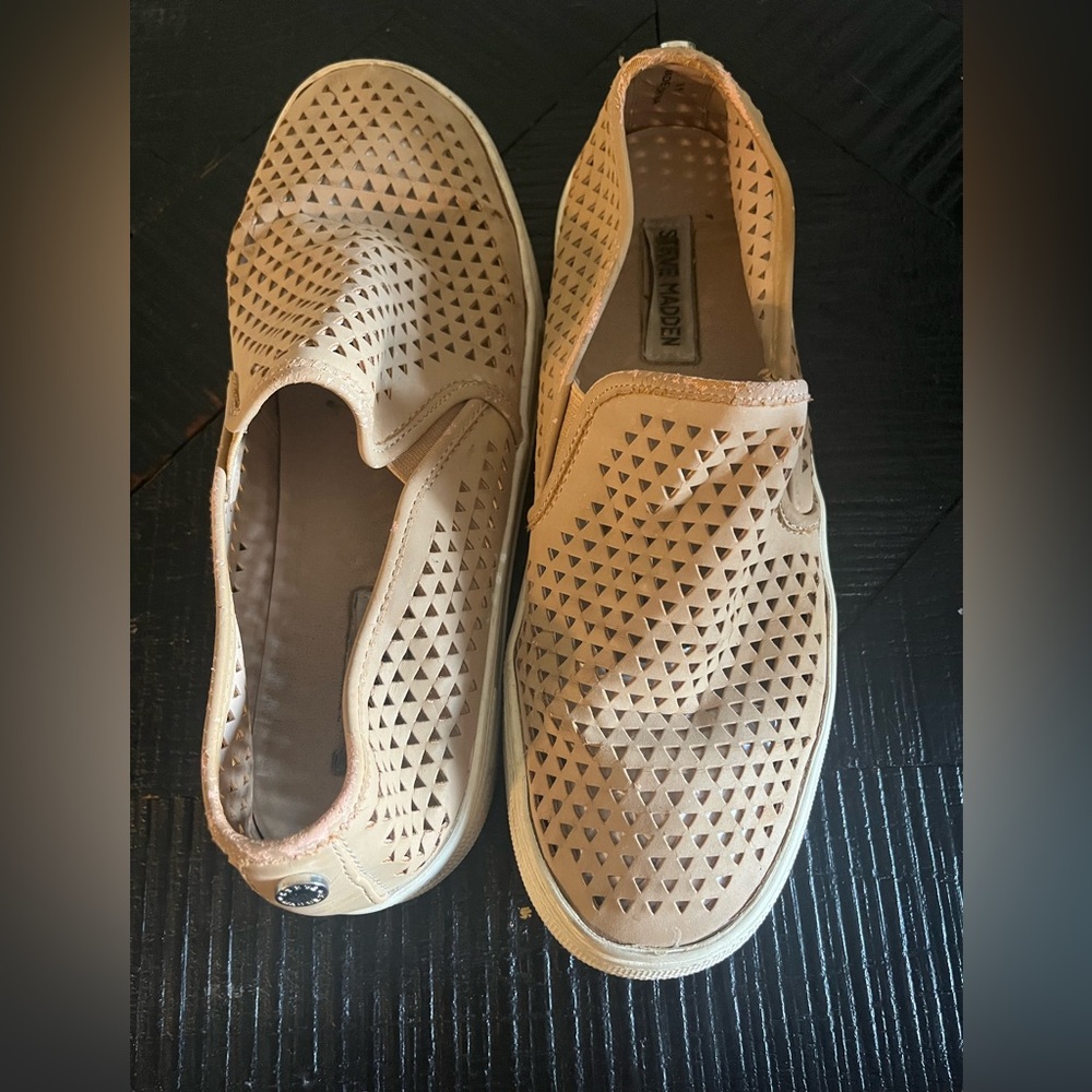 Steve Madden Perforated Slip-Ons in Camel Women’s Size 8.5